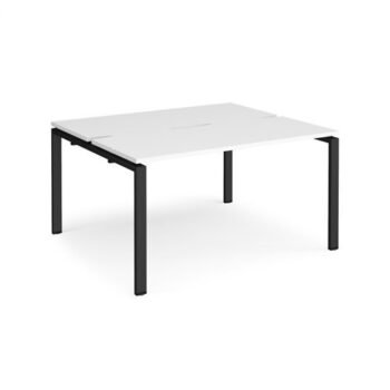 Adapt sliding top back to back desks 1400mm x 1200mm - black frame White Top - STE1412-K-WH