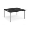 Adapt sliding top back to back desks 1400mm x 1200mm - silver frame black top - STE1412-S-BK