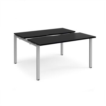 Adapt sliding top back to back desks 1400mm x 1200mm - silver frame black top - STE1412-S-BK