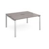 Adapt sliding top back to back desks 1400mm x 1200mm - silver frame Grey Oak Top - STE1412-S-GO