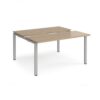 Adapt sliding top back to back desks 1400mm x 1200mm - silver frame Kendal Oak Top - STE1412-S-KO