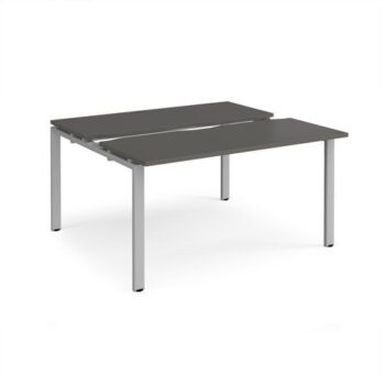 Adapt sliding top back to back desks 1400mm x 1200mm - silver frame storm grey top - STE1412-S-OG