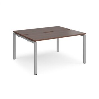 Adapt sliding top back to back desks 1400mm x 1200mm - silver frame Walnut top - STE1412-S-W