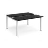 Adapt sliding top back to back desks 1400mm x 1200mm - white frame black top - STE1412-WH-BK