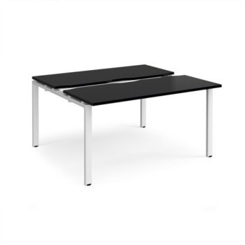 Adapt sliding top back to back desks 1400mm x 1200mm - white frame black top - STE1412-WH-BK