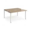 Adapt sliding top back to back desks 1400mm x 1200mm - white frame Kendal Oak Top - STE1412-WH-KO