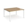 Adapt sliding top back to back desks 1400mm x 1200mm - white frame Oak Top - STE1412-WH-O