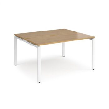 Adapt sliding top back to back desks 1400mm x 1200mm - white frame Oak Top - STE1412-WH-O