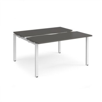 Adapt sliding top back to back desks 1400mm x 1200mm - white frame storm grey top - STE1412-WH-OG