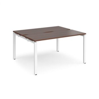 Adapt sliding top back to back desks 1400mm x 1200mm - white frame Walnut top - STE1412-WH-W