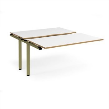 Adapt sliding top add on unit single 1400mm x 1600mm - green frame White Top oak edge - STE1416-AB-GN-WO