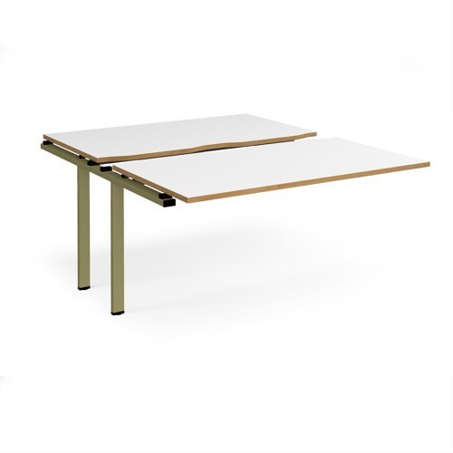 Adapt sliding top add on unit single 1400mm x 1600mm - green frame White Top oak edge - STE1416-AB-GN-WO
