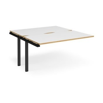 Adapt sliding top add on unit single 1400mm x 1600mm - black frame White Top with oak edging - STE1416-AB-K-WO