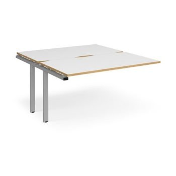 Adapt sliding top add on unit single 1400mm x 1600mm - silver frame White Top with oak edging - STE1416-AB-S-WO