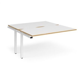 Adapt sliding top add on unit single 1400mm x 1600mm - white frame White Top with oak edging - STE1416-AB-WH-WO