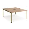 Adapt sliding top back to back desks 1400mm x 1600mm - green frame Beech top - STE1416-GN-B