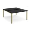 Adapt sliding top back to back desks 1400mm x 1600mm - green frame black top - STE1416-GN-BK