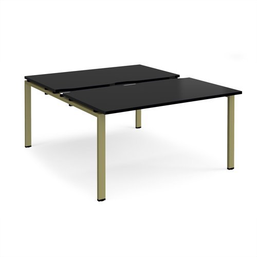 Adapt sliding top back to back desks 1400mm x 1600mm - green frame black top - STE1416-GN-BK