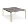 Adapt sliding top back to back desks 1400mm x 1600mm - green frame Grey Oak Top - STE1416-GN-GO