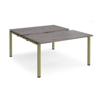 Adapt sliding top back to back desks 1400mm x 1600mm - green frame Grey Oak Top - STE1416-GN-GO