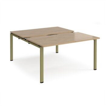Adapt sliding top back to back desks 1400mm x 1600mm - green frame Kendal Oak Top - STE1416-GN-KO