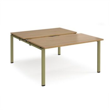 Adapt sliding top back to back desks 1400mm x 1600mm - green frame Oak Top - STE1416-GN-O
