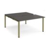 Adapt sliding top back to back desks 1400mm x 1600mm - green frame storm grey top - STE1416-GN-OG