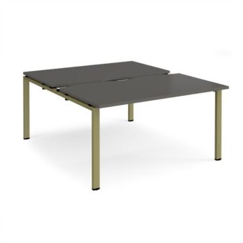 Adapt sliding top back to back desks 1400mm x 1600mm - green frame storm grey top - STE1416-GN-OG