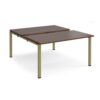 Adapt sliding top back to back desks 1400mm x 1600mm - green frame Walnut top - STE1416-GN-W