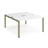 Adapt sliding top back to back desks 1400mm x 1600mm - green frame White Top - STE1416-GN-WH
