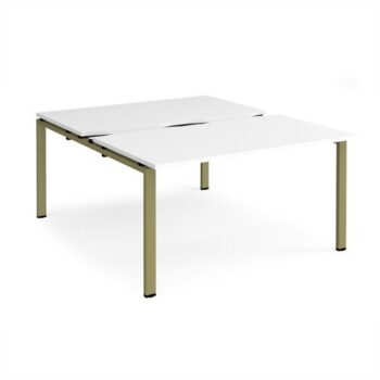 Adapt sliding top back to back desks 1400mm x 1600mm - green frame White Top - STE1416-GN-WH