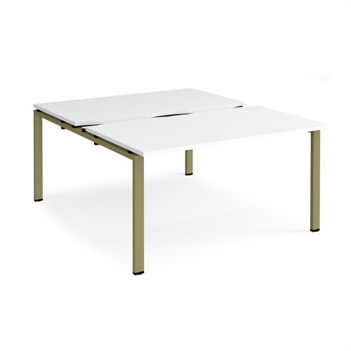 Adapt sliding top back to back desks 1400mm x 1600mm - green frame White Top - STE1416-GN-WH