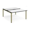 Adapt sliding top back to back desks 1400mm x 1600mm - green frame White Top black edge - STE1416-GN-WK