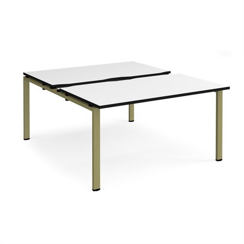Adapt sliding top back to back desks 1400mm x 1600mm - green frame White Top black edge - STE1416-GN-WK