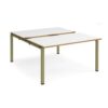 Adapt sliding top back to back desks 1400mm x 1600mm - green frame White Top oak edge - STE1416-GN-WO