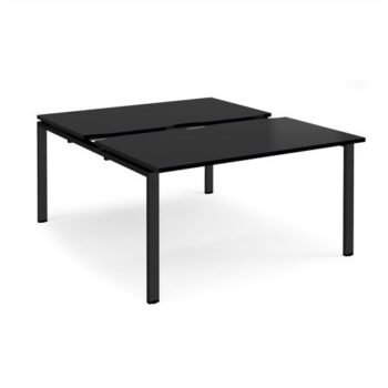 Adapt sliding top back to back desks 1400mm x 1600mm - black frame black top - STE1416-K-BK