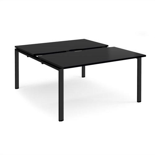 Adapt sliding top back to back desks 1400mm x 1600mm - black frame black top - STE1416-K-BK