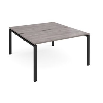 Adapt sliding top back to back desks 1400mm x 1600mm - black frame Grey Oak Top - STE1416-K-GO