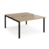Adapt sliding top back to back desks 1400mm x 1600mm - black frame Kendal Oak Top - STE1416-K-KO