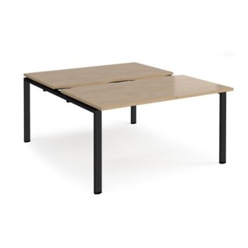 Adapt sliding top back to back desks 1400mm x 1600mm - black frame Kendal Oak Top - STE1416-K-KO