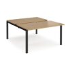 Adapt sliding top back to back desks 1400mm x 1600mm - black frame Oak Top - STE1416-K-O