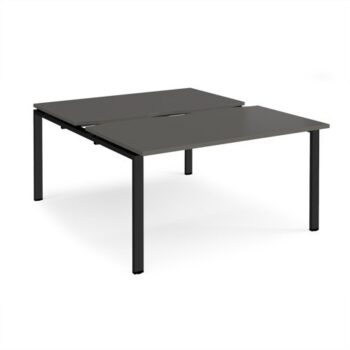 Adapt sliding top back to back desks 1400mm x 1600mm - black frame storm grey top - STE1416-K-OG