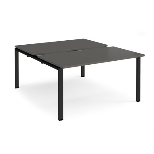 Adapt sliding top back to back desks 1400mm x 1600mm - black frame storm grey top - STE1416-K-OG