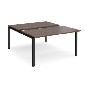 Adapt sliding top back to back desks 1400mm x 1600mm - black frame Walnut top - STE1416-K-W