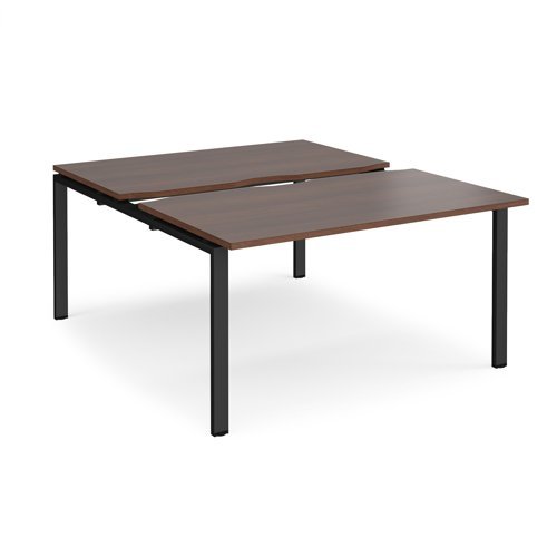 Adapt sliding top back to back desks 1400mm x 1600mm - black frame Walnut top - STE1416-K-W