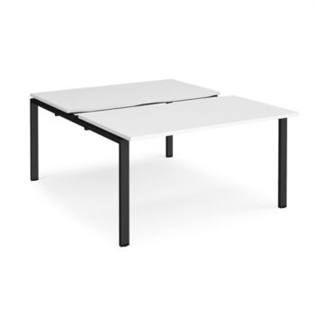 Adapt sliding top back to back desks 1400mm x 1600mm - black frame White Top - STE1416-K-WH