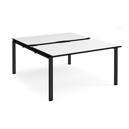 Adapt sliding top back to back desks 1400mm x 1600mm - black frame White Top black edge - STE1416-K-WK