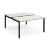 Adapt sliding top back to back desks 1400mm x 1600mm - black frame White Top with oak edging - STE1416-K-WO