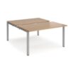 Adapt sliding top back to back desks 1400mm x 1600mm - silver frame Beech top - STE1416-S-B