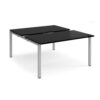 Adapt sliding top back to back desks 1400mm x 1600mm - silver frame black top - STE1416-S-BK